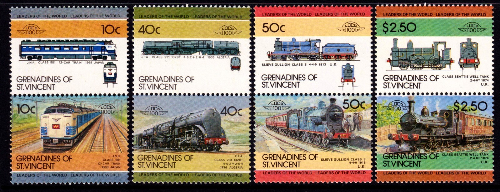 St. Vincent Grenadines 1985 Locomotives 4th Series Complete MNH Set SG 390-397