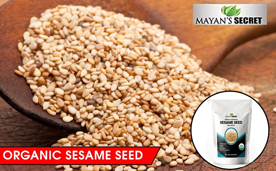 USDA Certified Organic hulled Sesame Seeds, 2 Lbs Gluten Free, Raw,Keto Friendly
