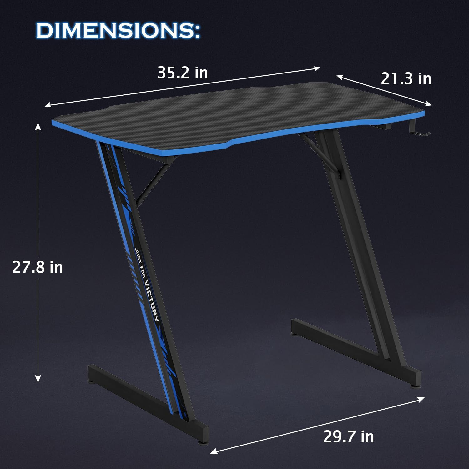 35 Inch Modern Z-Shaped Gaming Desk Computer Desk for Home Office with Headphone