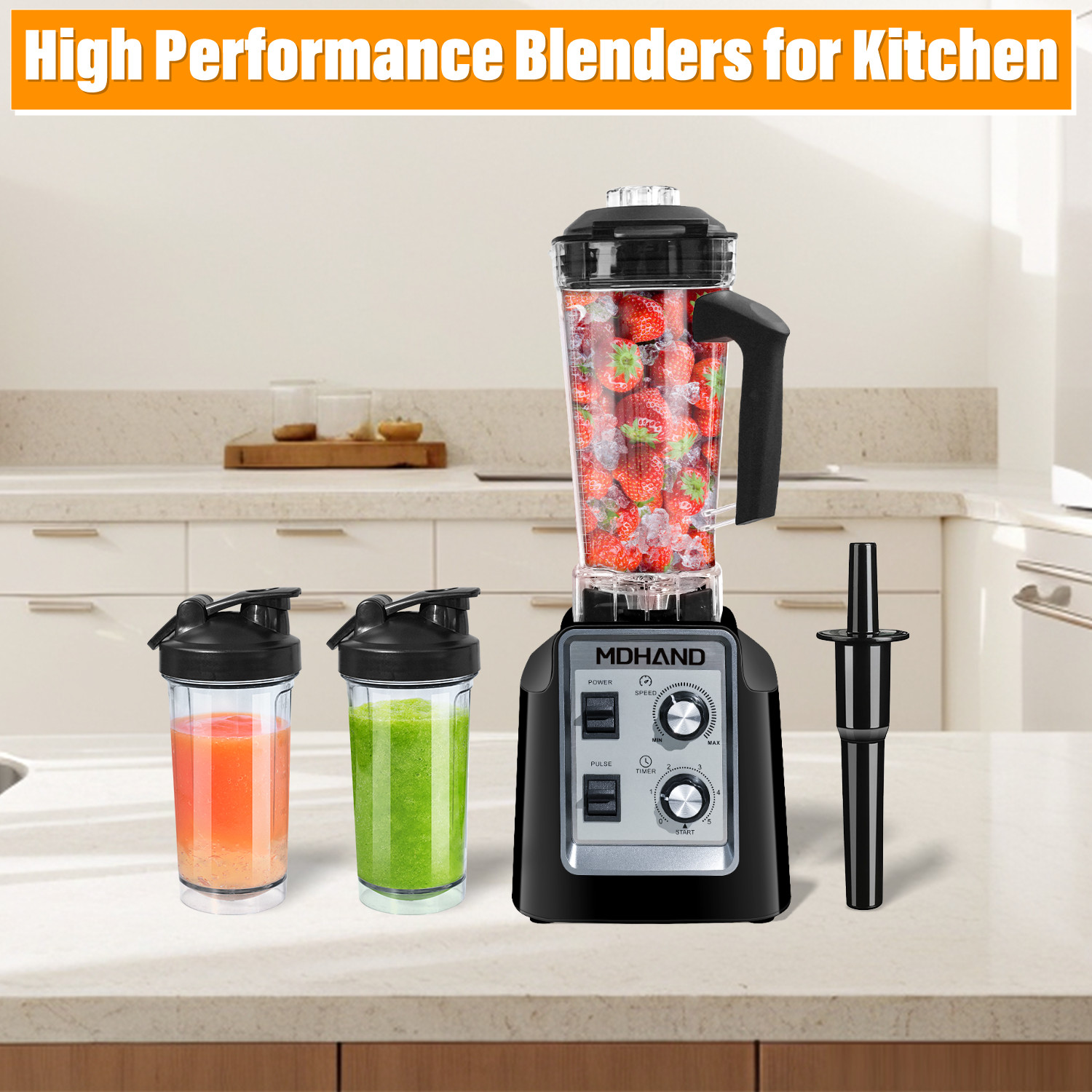 Professional Blender Commercial Countertop Blenders 68 oz Smoothies Shakes