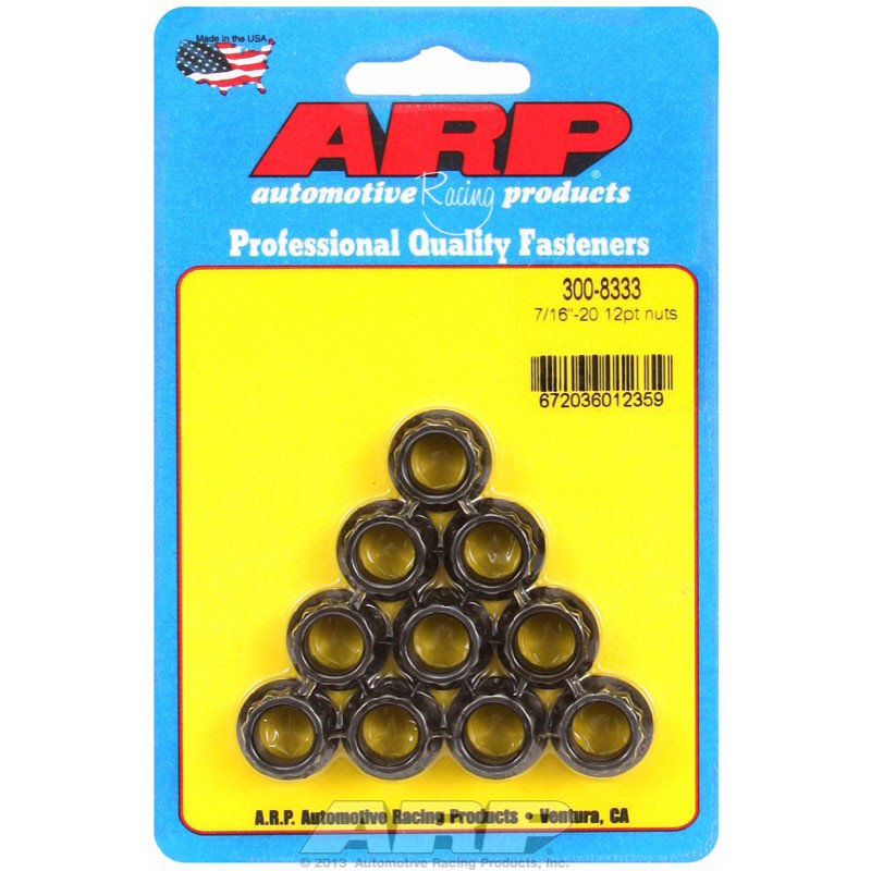ARP Nut Kit 300-8333; 12-Point Nuts 7/16"-20 RH, 12-point, Chromoly, 10pcs