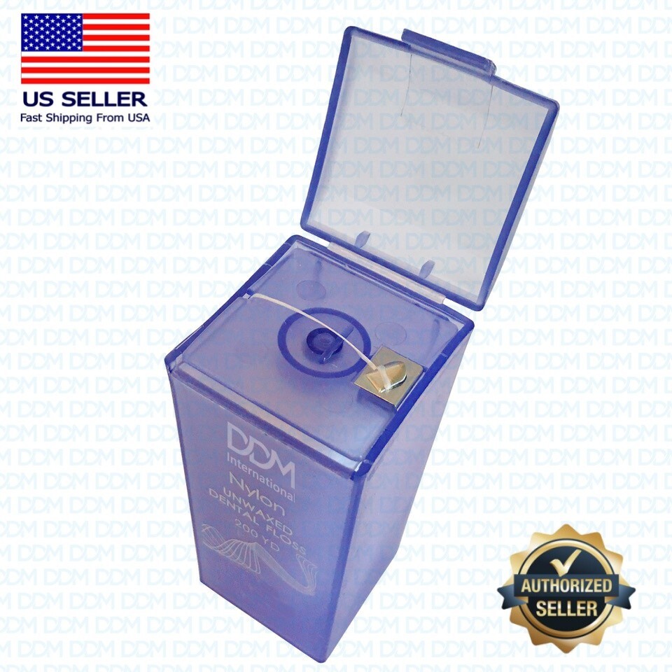DDM Dental Nylon Unwaxed Dental Floss with Dispenser Box 200 Yard #UNWX200YDS