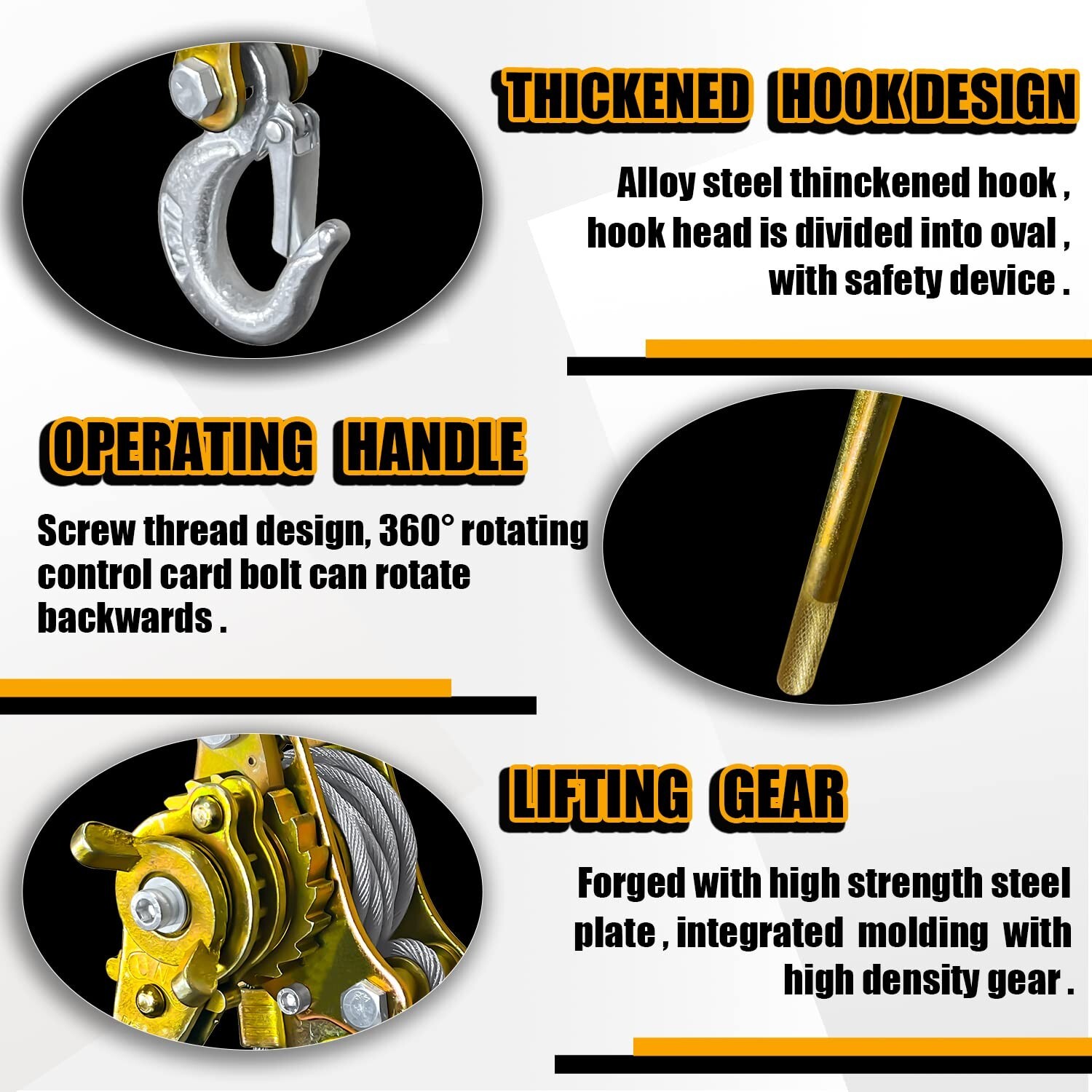 Come Along 1 Ton Cable Winch Puller Double Rope 7Ft Heavy Duty Hand Puller 2200L