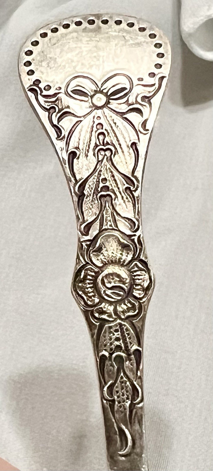 MAGNUS AASE Norway 830S Silver BOW FLOWER SPOON Antique JUNE 1925 C. Berg
