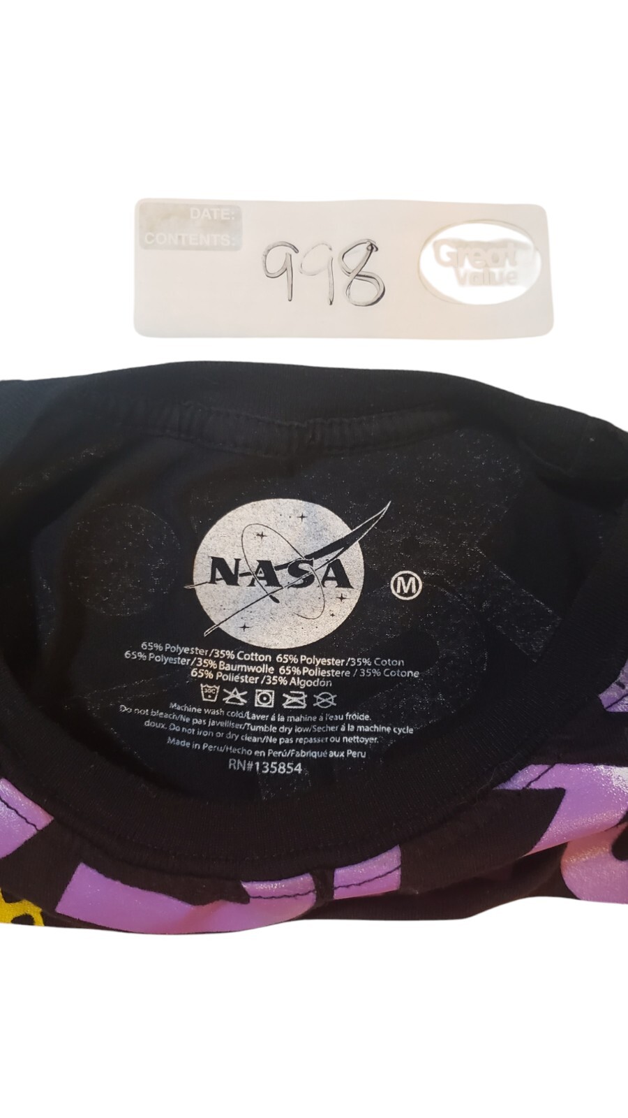 Nasa Boys Short Sleeve Crew Neck All Over Graphic Print Black T Shirt Size M