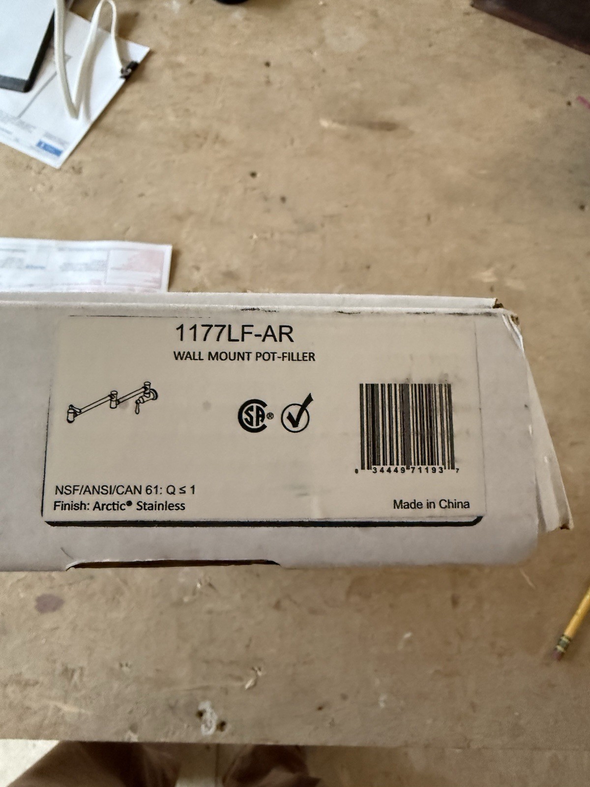 Delta 1177LF-AR Wall Mount Pot Filler Faucet Swing Arm Arctic Stainless