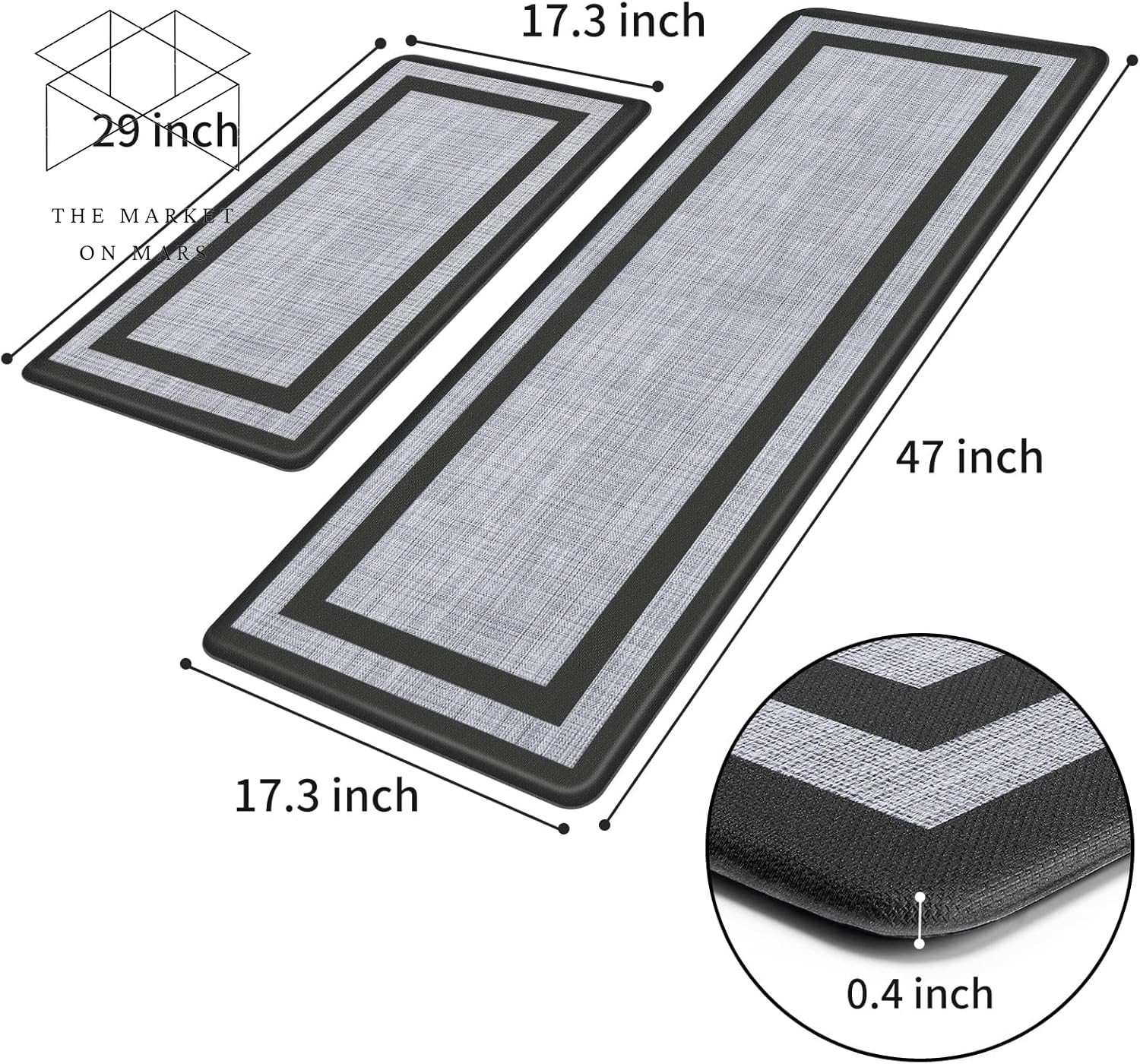 Kitchen Mats Set of 2, Cushioned Anti-Fatigue Non-Skid Rug Sets Ergonomic