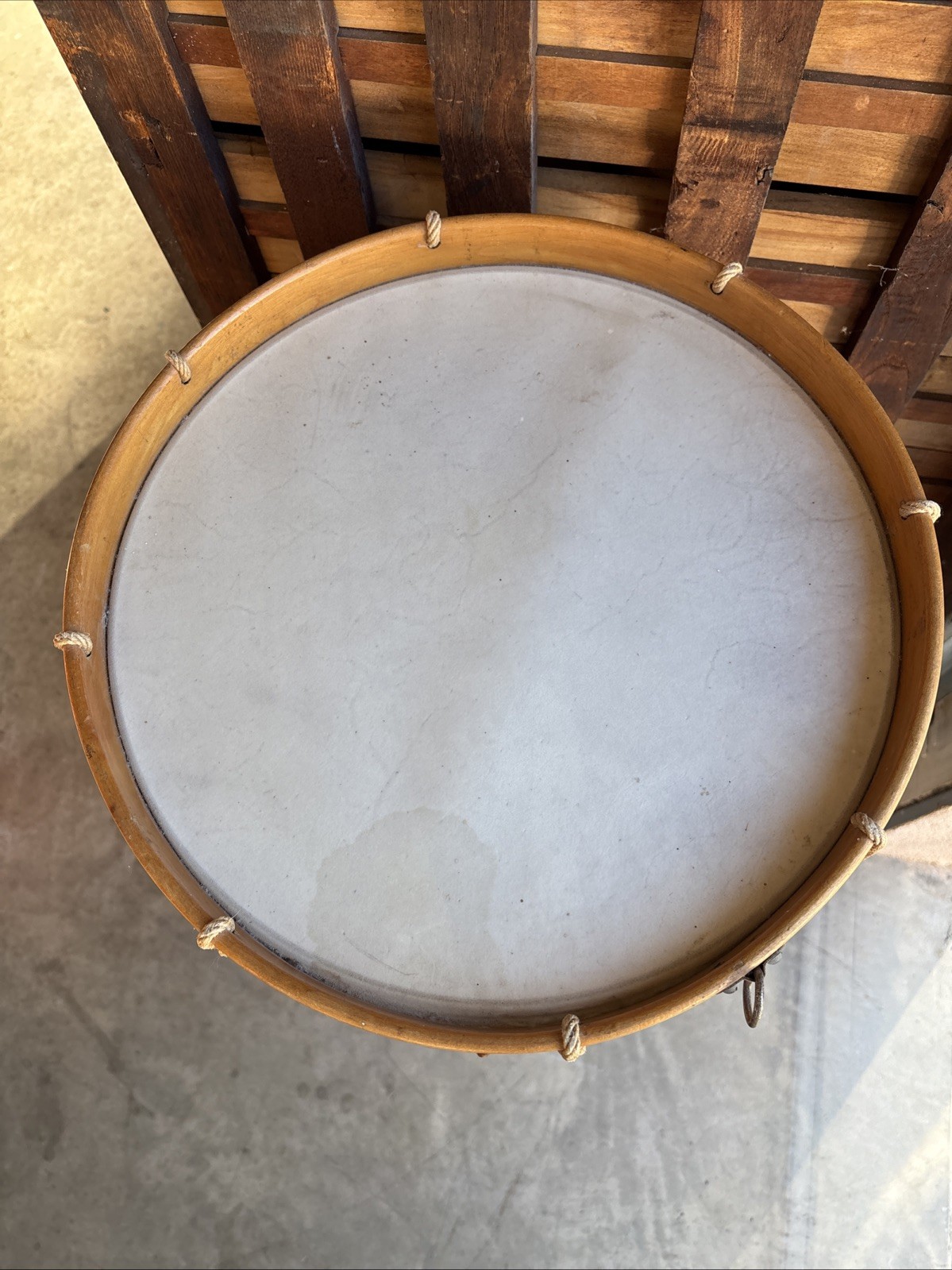 WWII U.S. MARKED WFL ROPE TENSION SNARE FIELD DRUM William F Ludwig