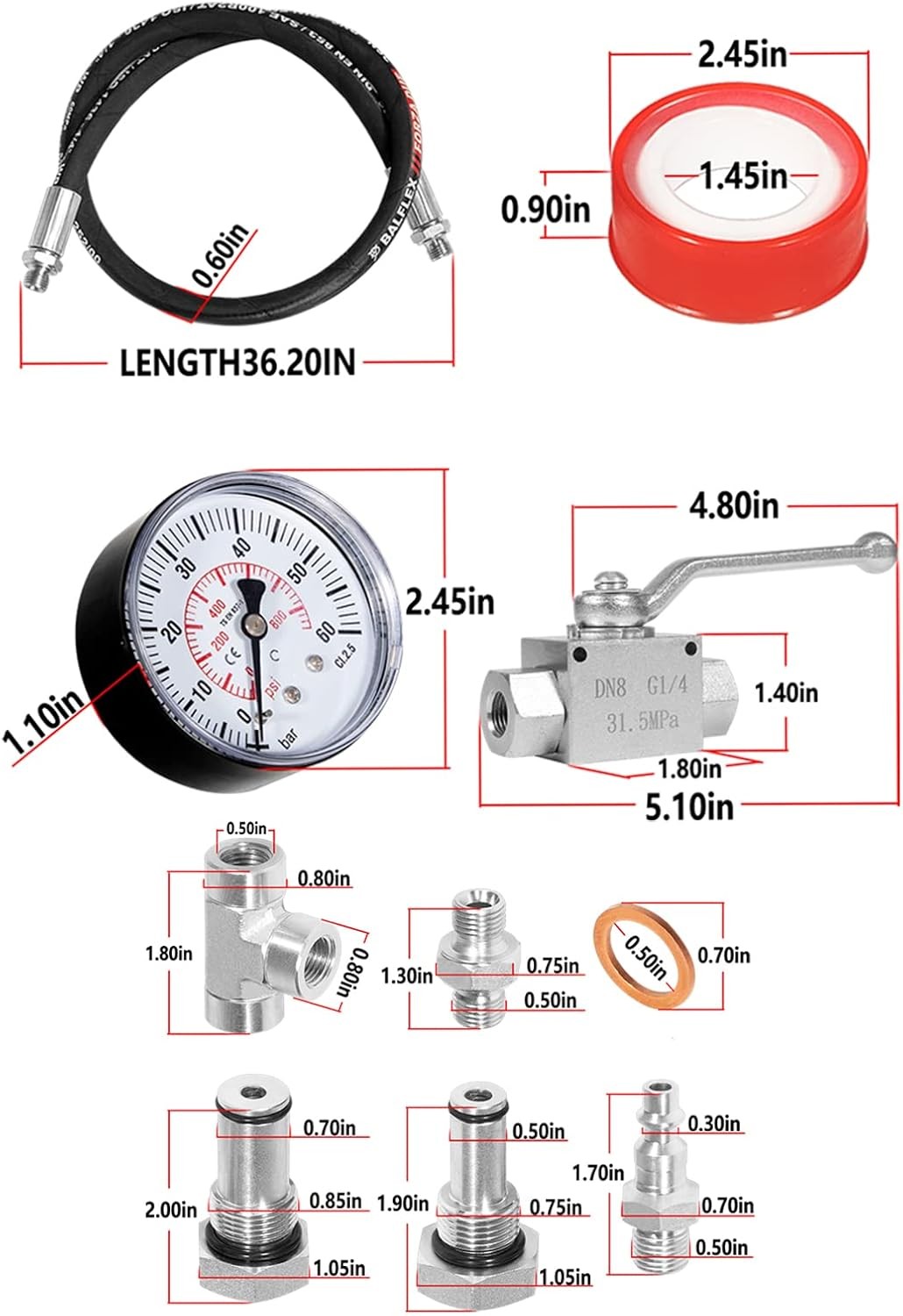 High Pressure Oil System IPR Air Test Tool Kit for Ford 6.0L-7.3L Powerstroke