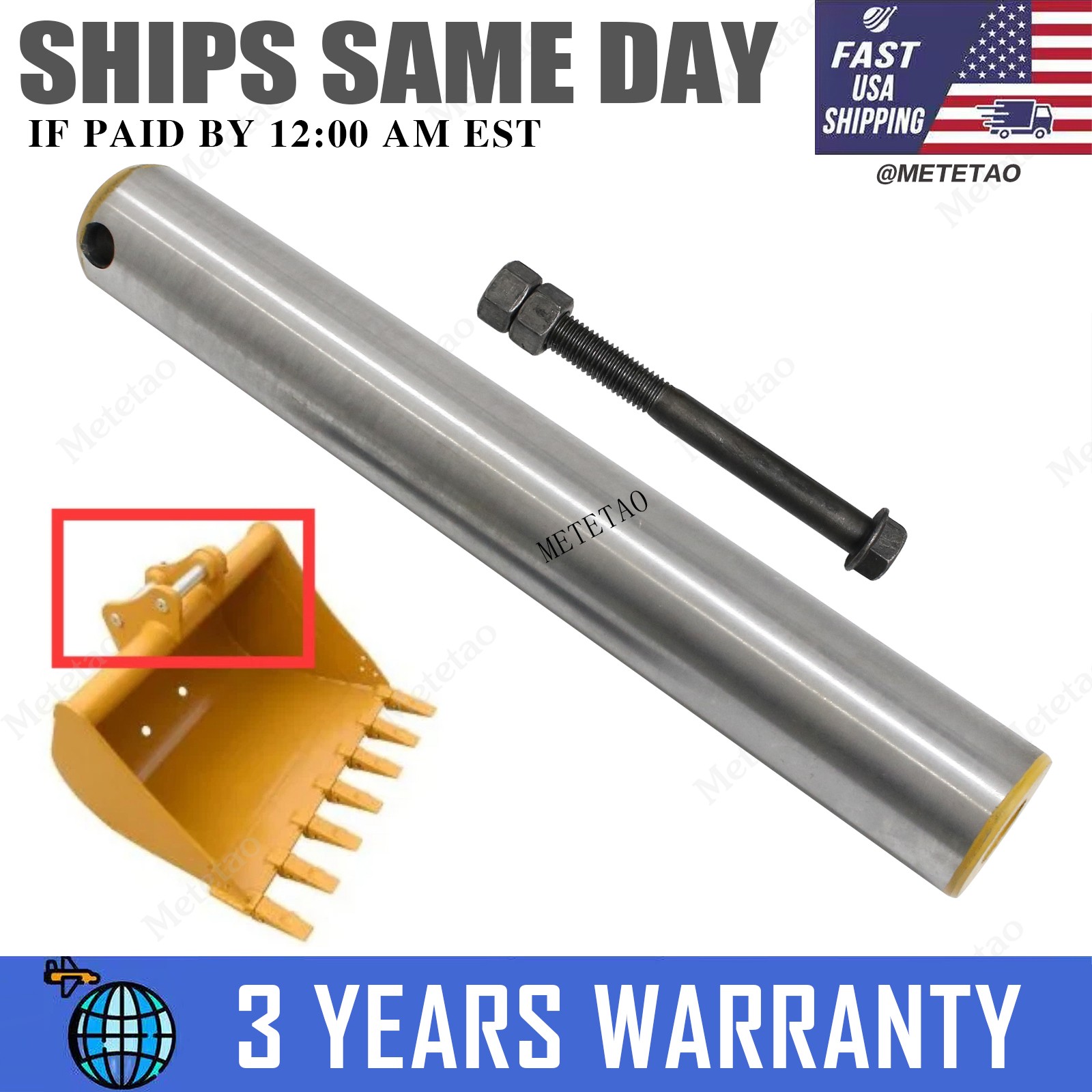 New 45mm x 330mm Excavator Universal Bucket Pin 13” For CAT Deere Komatsu