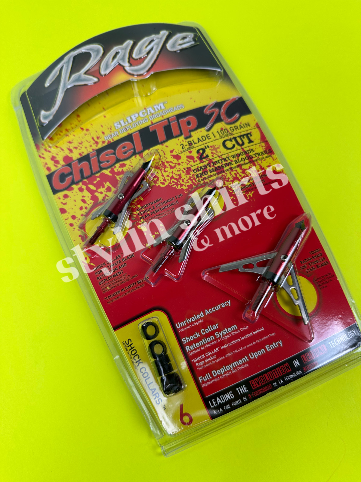 ONE Rage Slipcam CHISEL TIP SC 2"+ cut mechanical 2 blade broadheads 100 grain