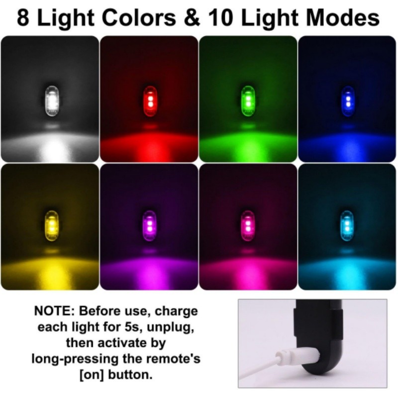 Wireless Magnetic Strobe LED Lights with Remote Control,8 Colors Waterproof