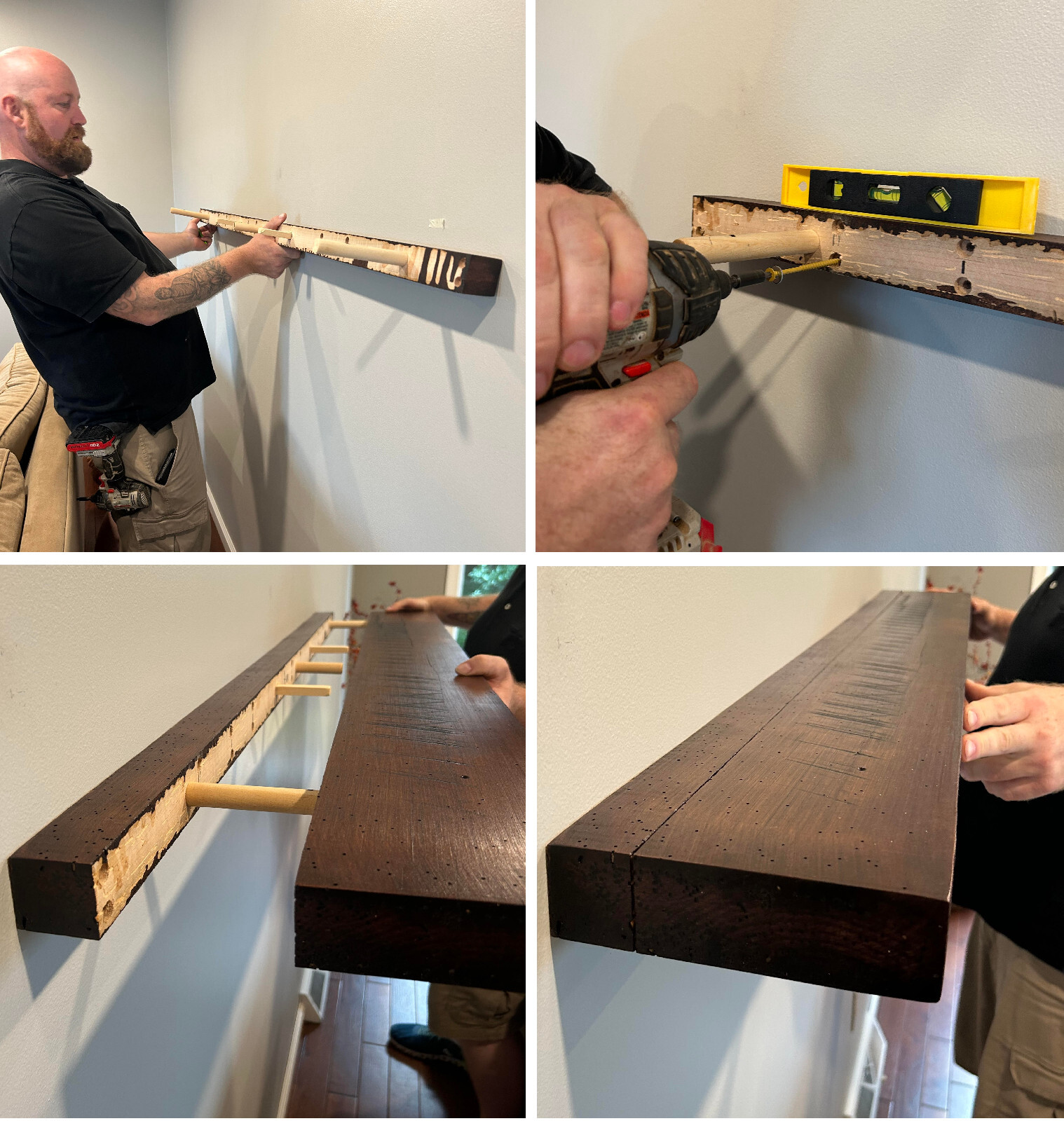 Floating shelf reclaimed barn wood Premium 2in thick floating shelves USA made