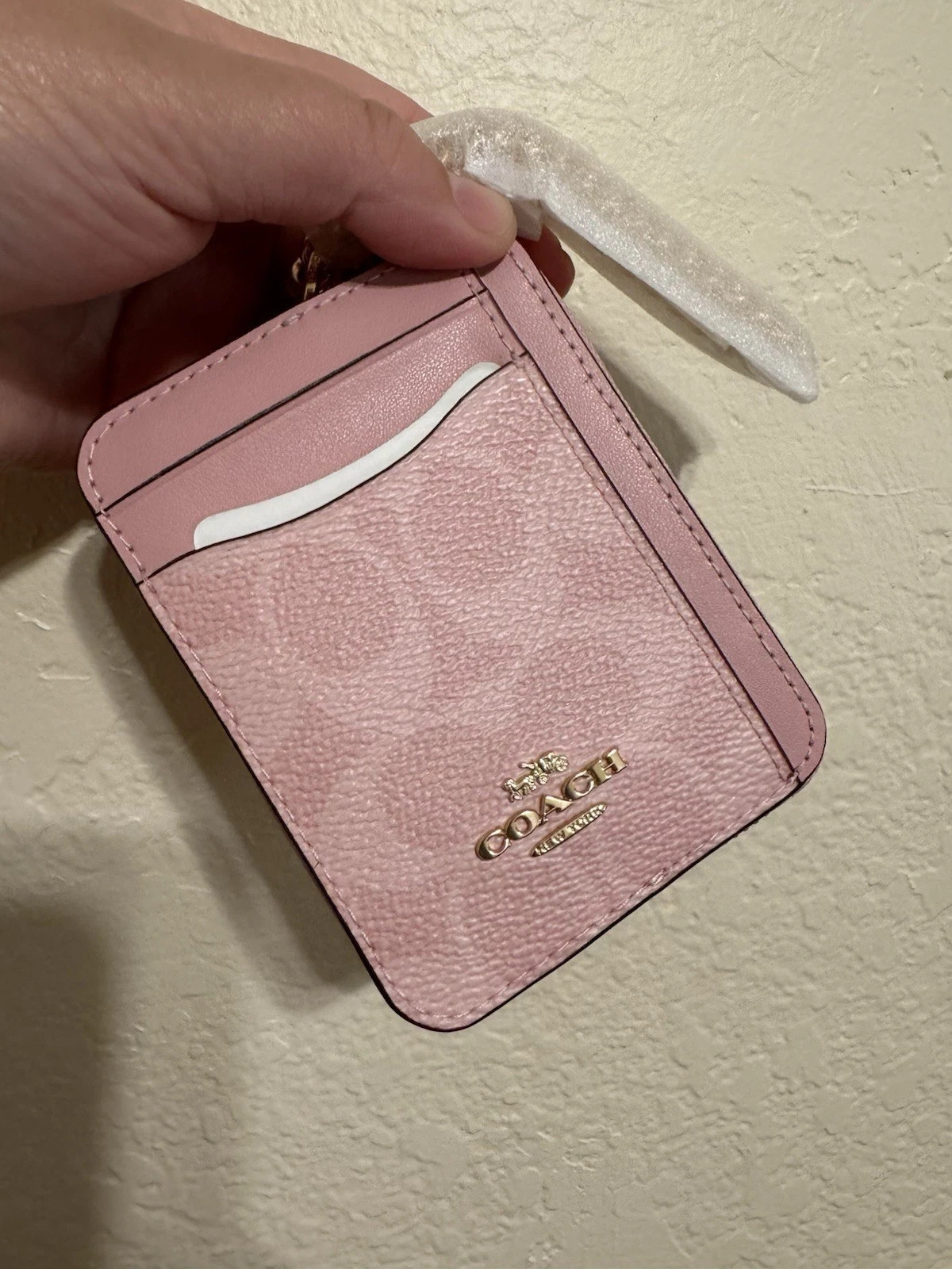 2026 NWT Coach Zip Card Case In Signature Canvas CW883 POWDER PINK