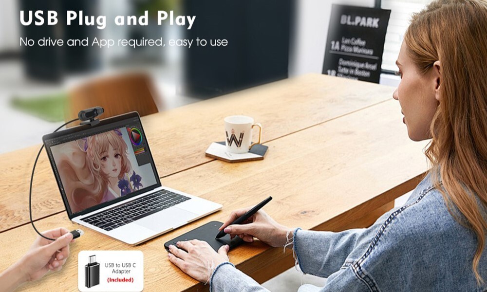 TOALLIN 4K UHD AutoFocus Webcam with Privacy Cover Noise Canceling Microphone