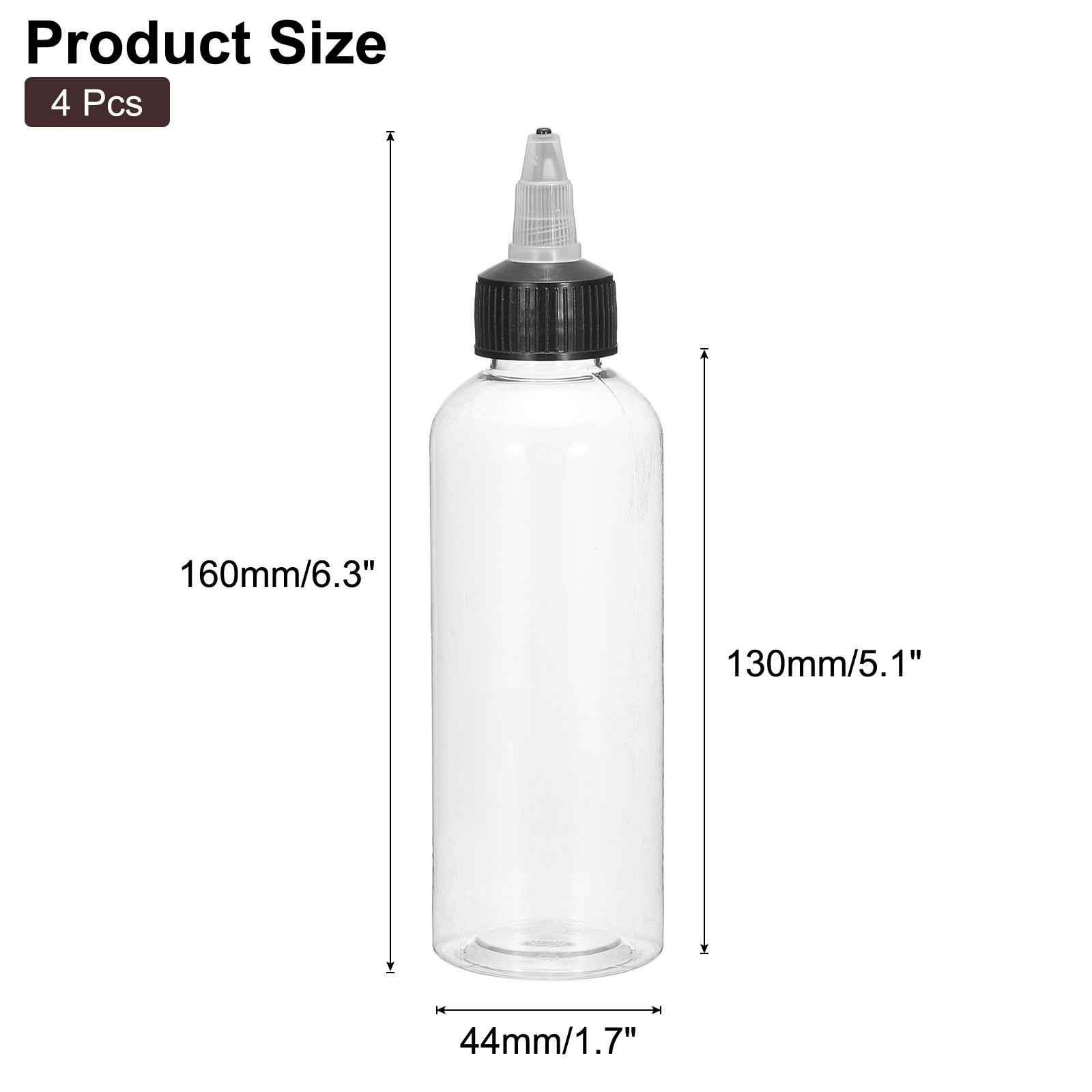 4Pcs 5oz/150ml Squeeze Bottles, Clear Dispensing Bottles
