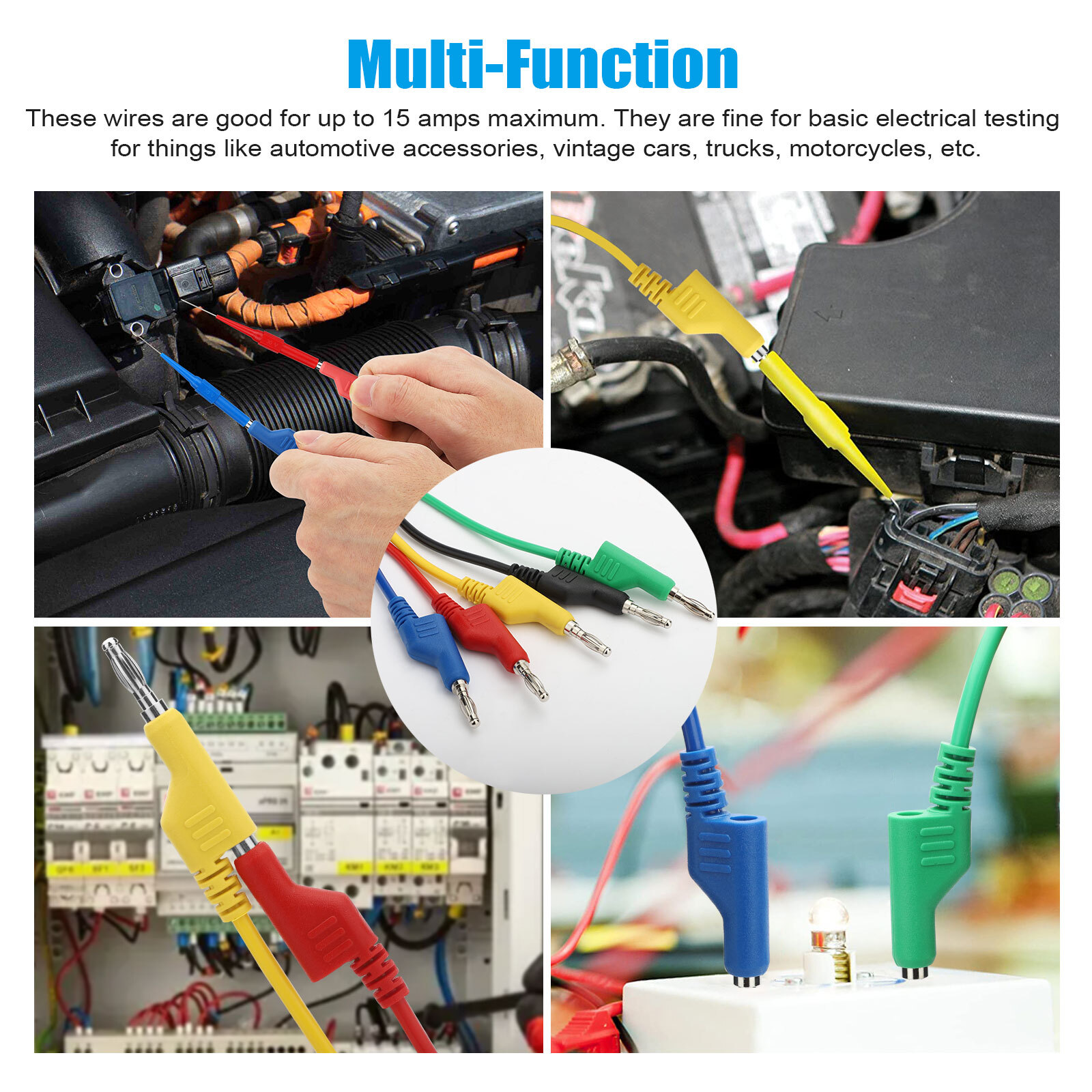 5Pcs Stackable Banana to Banana Plug Test Lead Soft Wire Cable for Multimeter