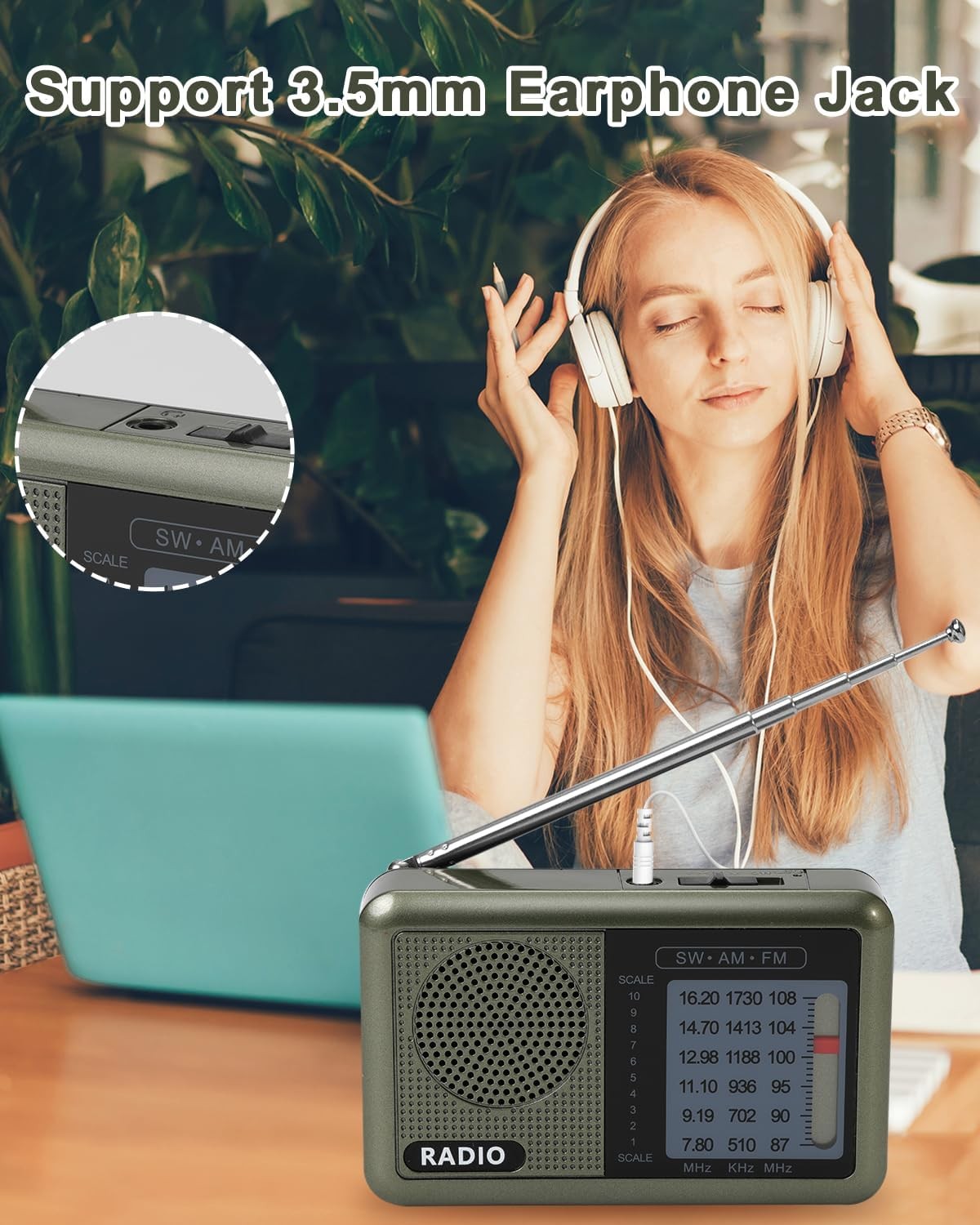 3 Band Mini Pocket Radio with Rechargeable Battery, Portable FM AM Shortwave R..