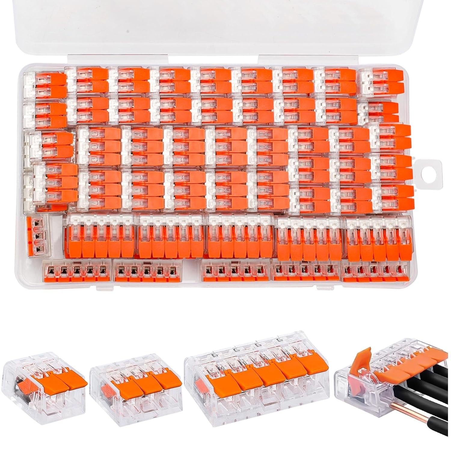 90Pcs For Wago 221 Lever Nuts Compact Splicing Wire Connectors - 2/3/5 Terminal