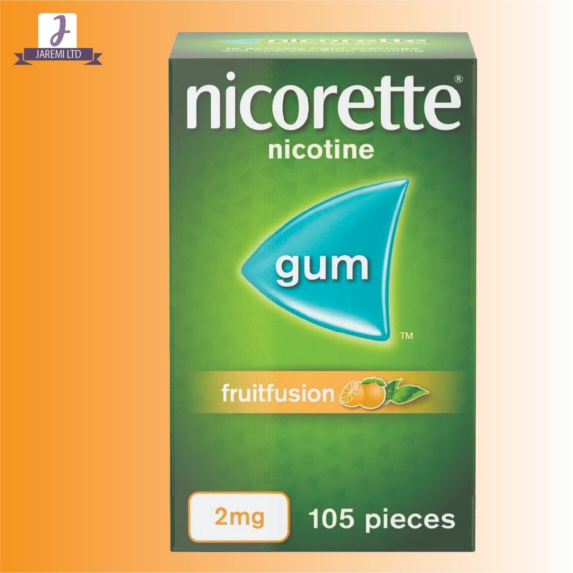 10 X Nicorette Gum 2mg FRUITFUSION Suger Free 105pieces