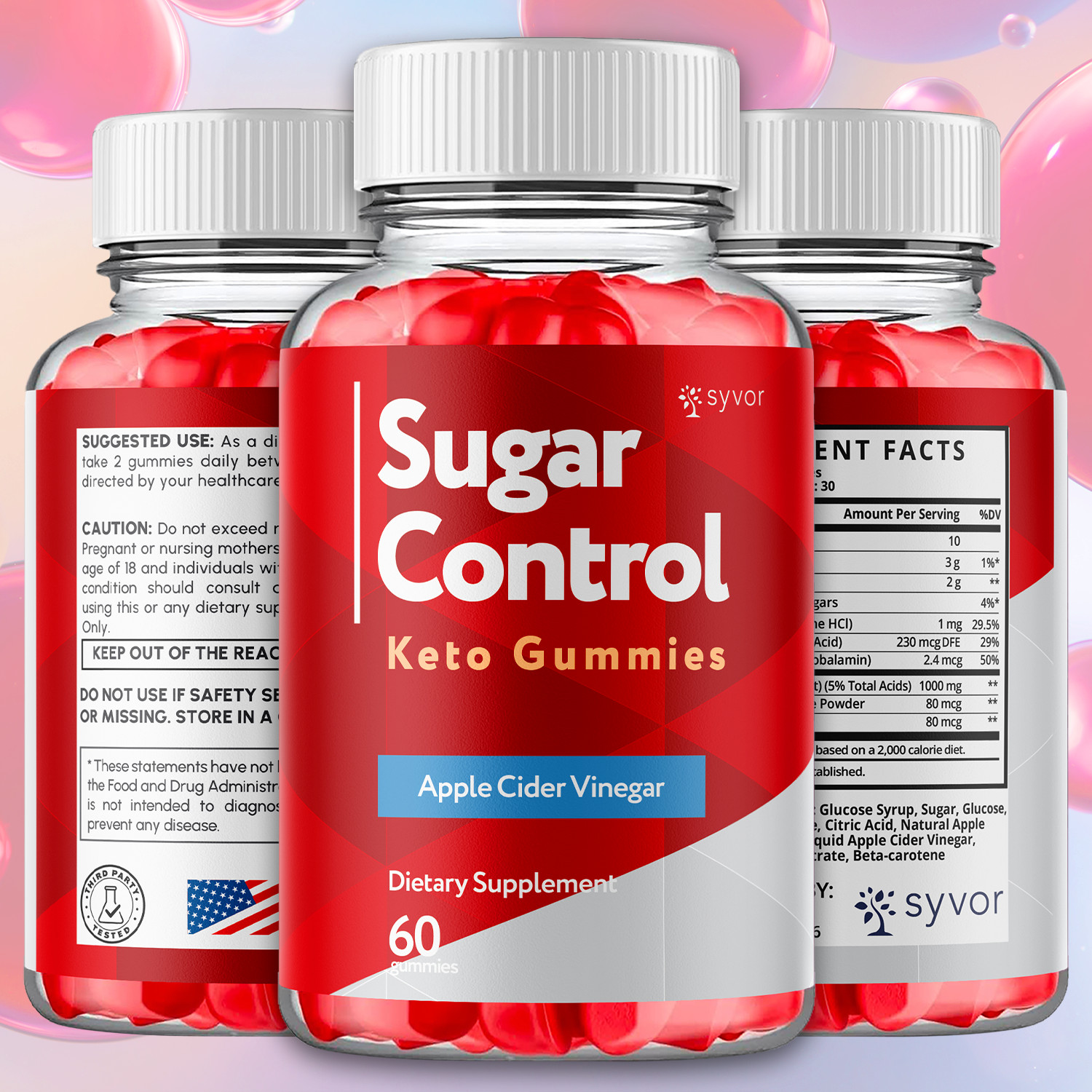 (5 Pack) Sugar Control Keto ACV Gummies 1000MG SugarControl Vitamin 300 Gummies