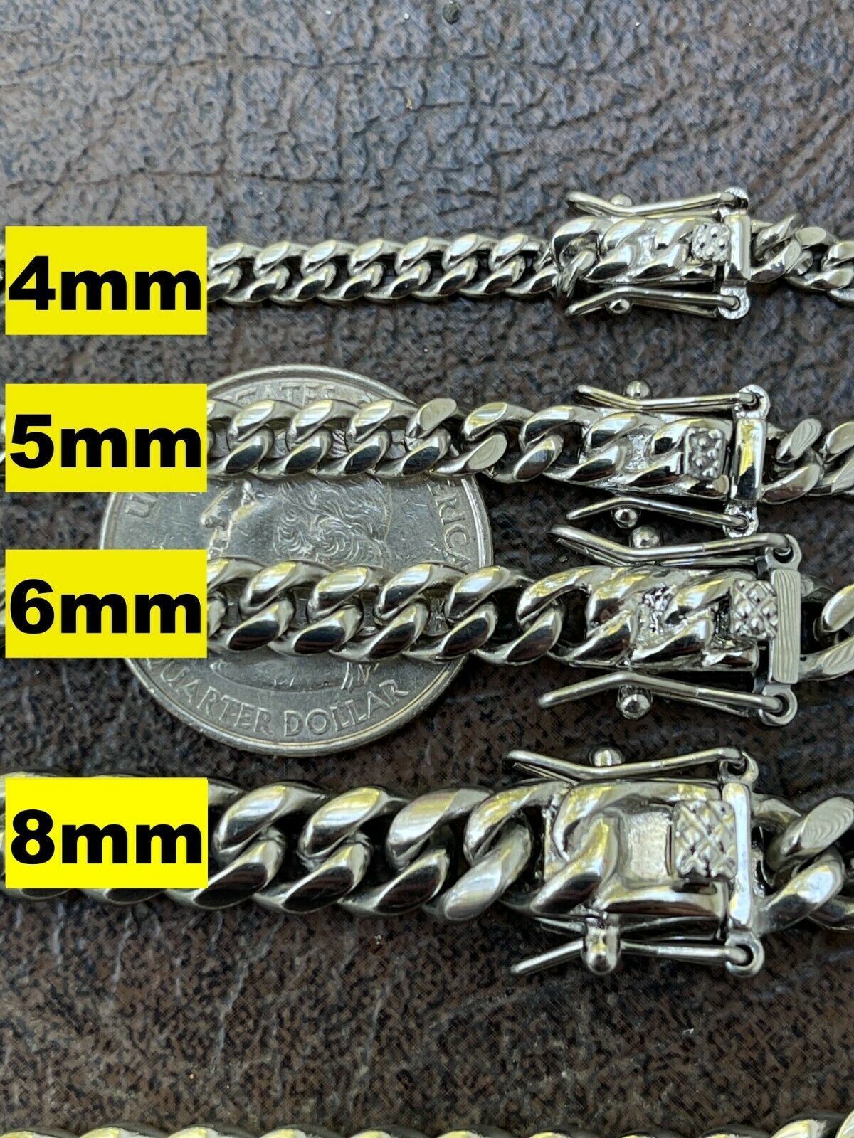 Real Solid Stainless Steel Miami Cuban Link Chain Necklace Or Bracelet Box Clasp