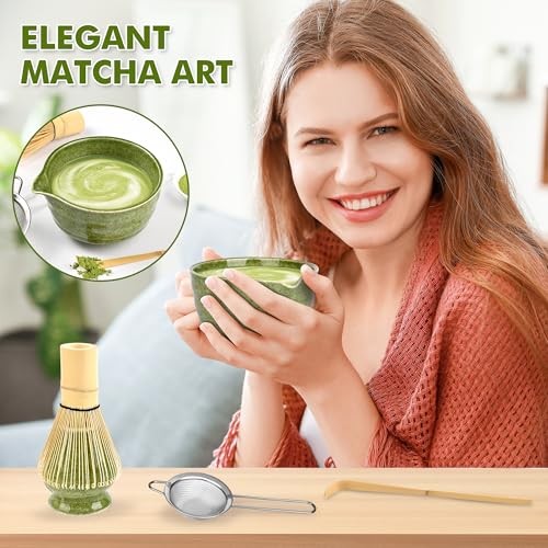 Matcha Whisk Set-Japanese Matcha Tea Kit includes Matcha Bowl with