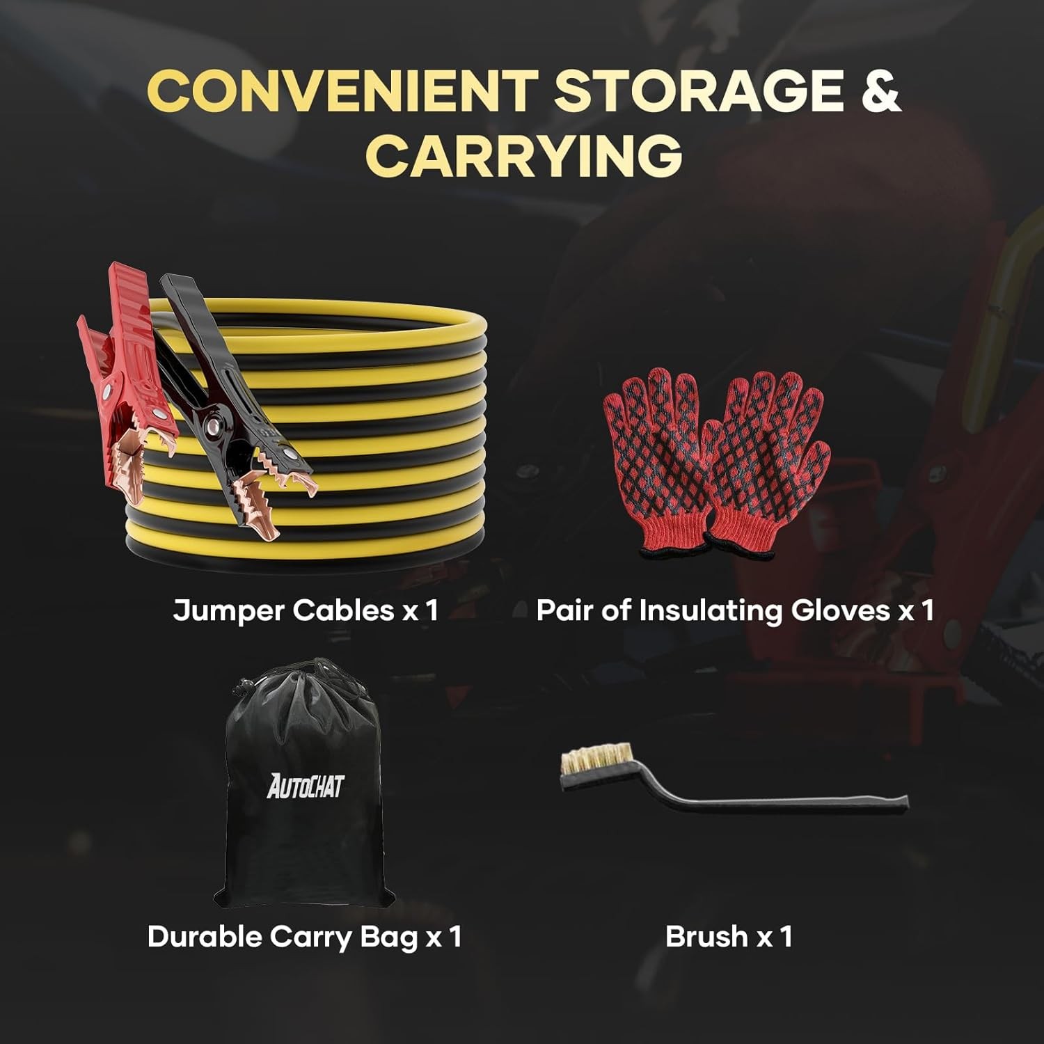 6 Gauge 16FT Jumper Cables Heavy Duty Tangle-Free with Strong Clamps