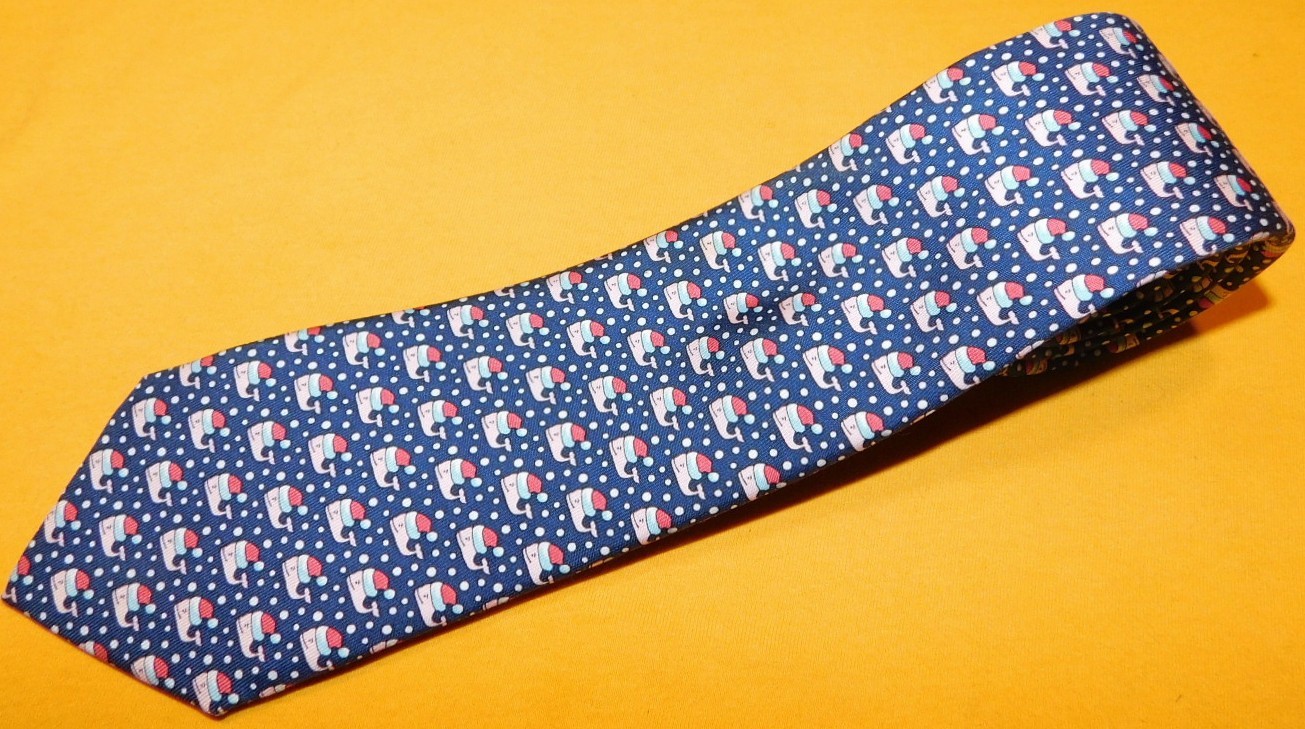 BOY'S VINEYARD VINES MADE IN U.S.A. BLUE/RED/PINK WHALE WITH CAP MOTIF TIE.
