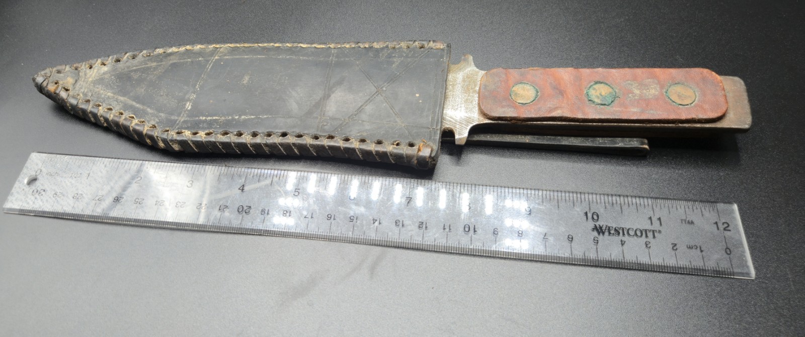 Antique Knife with Leather Sheath WWII Era Vintage Military Collectible