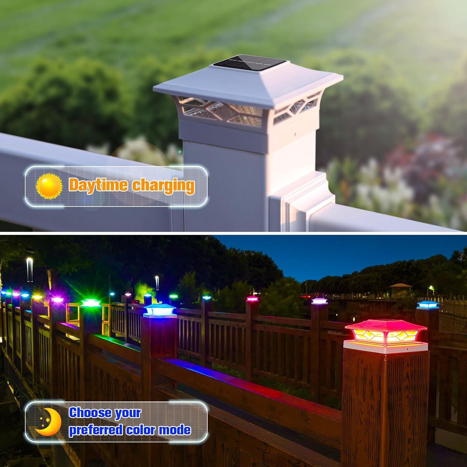 Solar Post Cap Lights Outdoor Waterproof Powered Deck Fence Lights for 4x4 5x5