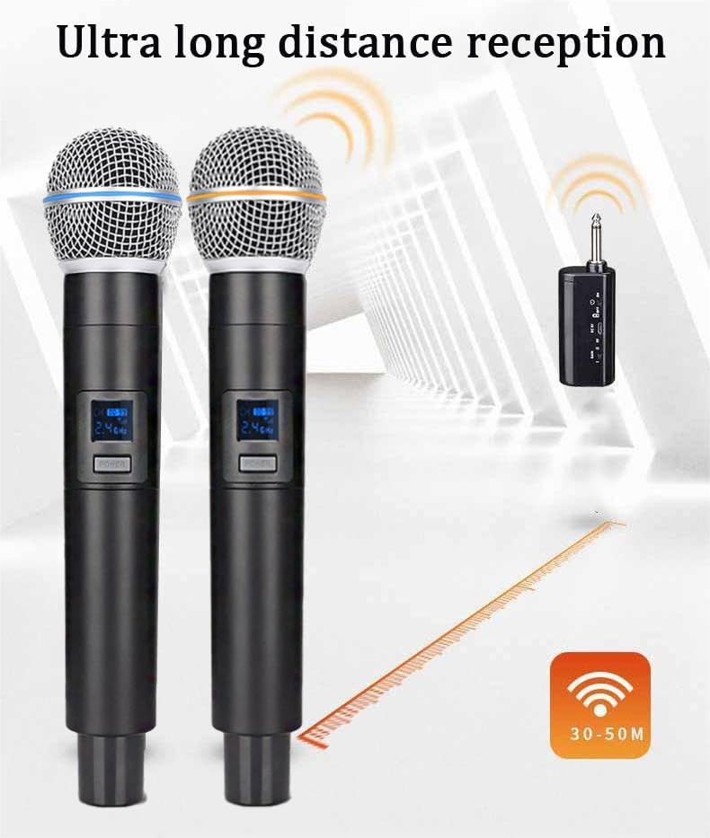 Dual Wireless Karaoke Microphone System Professional 2.4G