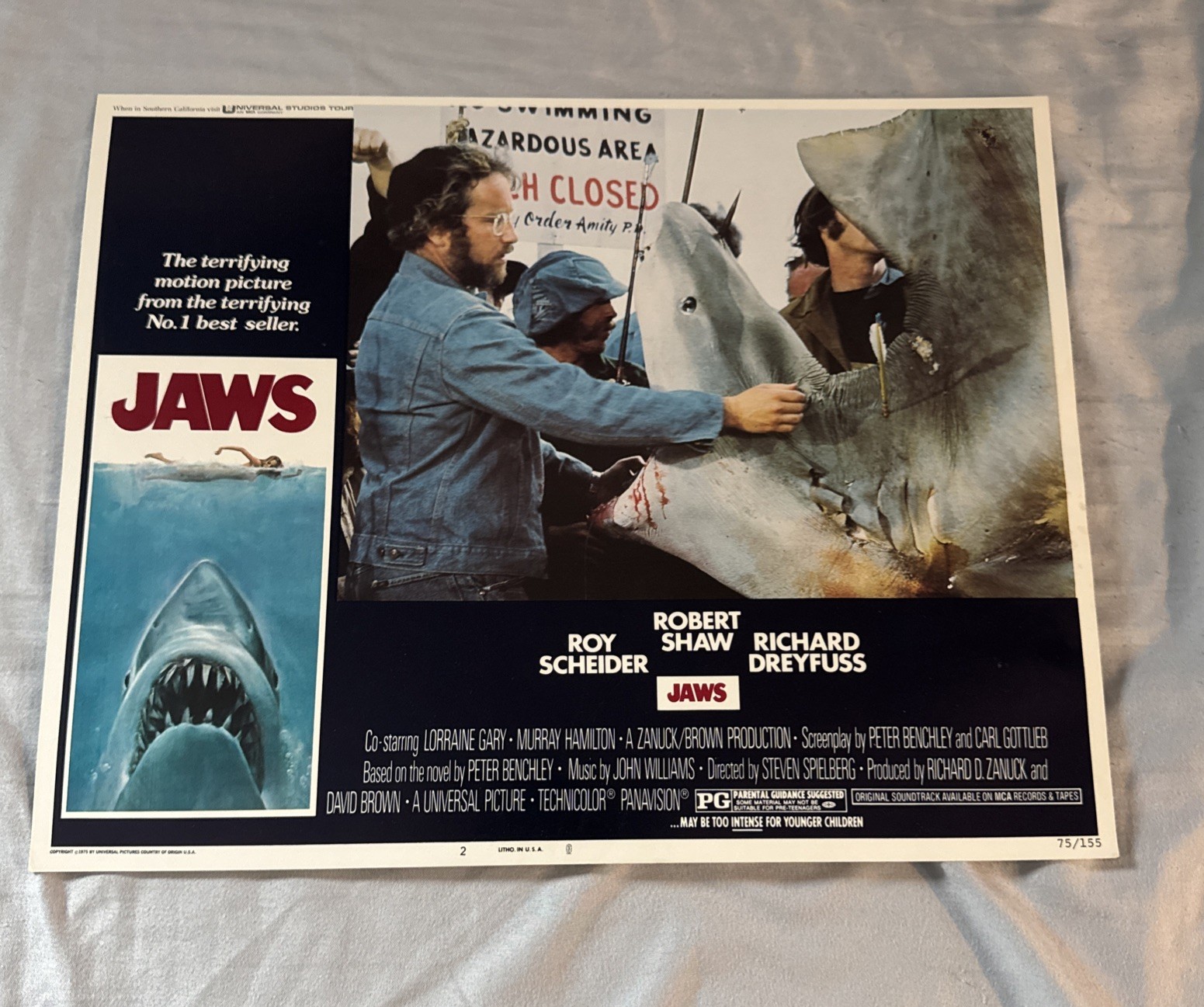 JAWS Original 1975 Movie Deluxe Lobby Cards Near Set 7 Of 8 11x14 + Promo Packet