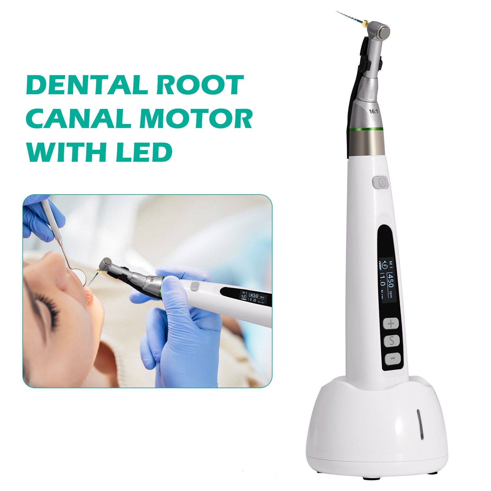 Dental Endo Root Canal Apex Locator / LED Endo Motor 16:1 Contra Angle Treatment