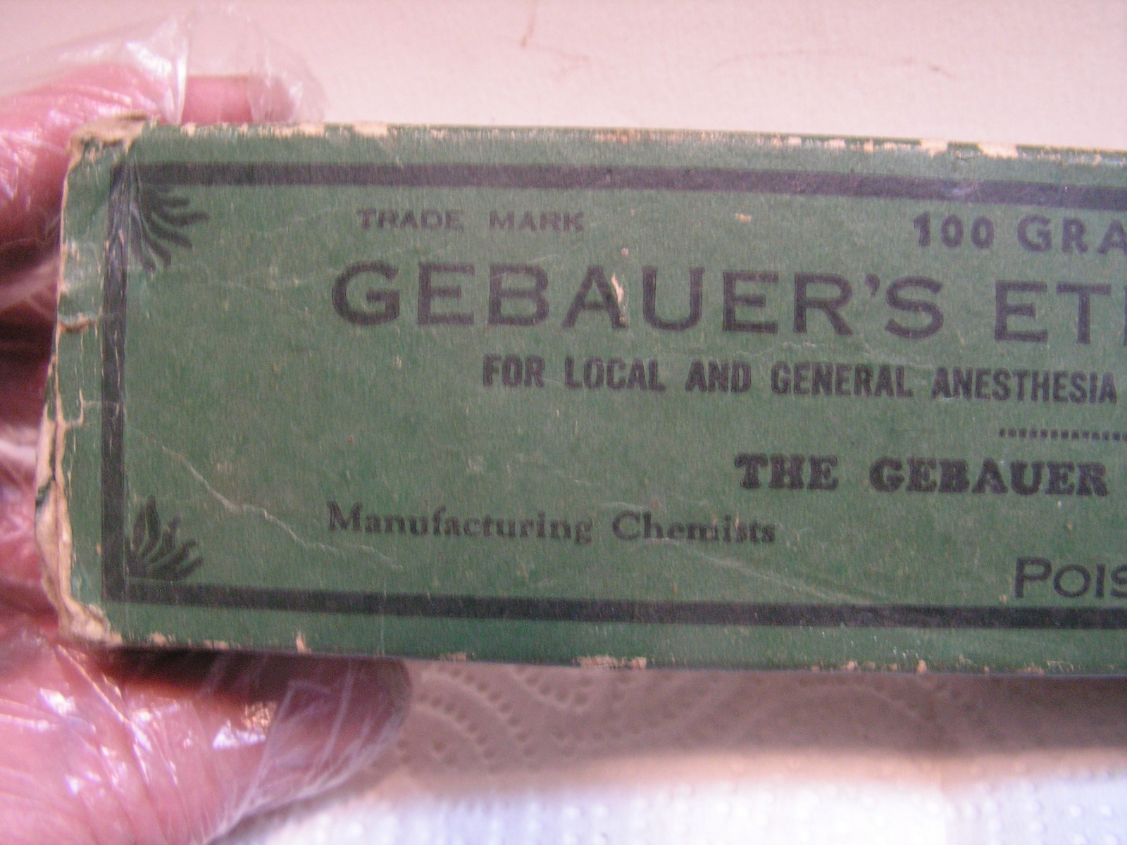 Vintage Gebauer's Ethyl Chloride 100g Tube In Box. TUBE VERY GOOD BOX WORN!