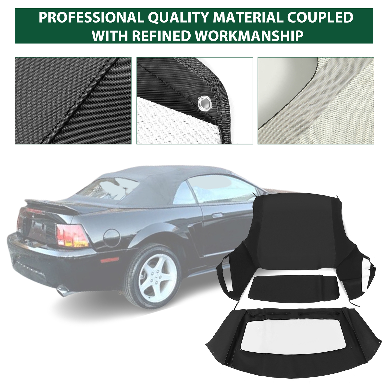 For Ford mustang Convertible FM3229SS 1994-04 Soft top W/window Black Sailcloth