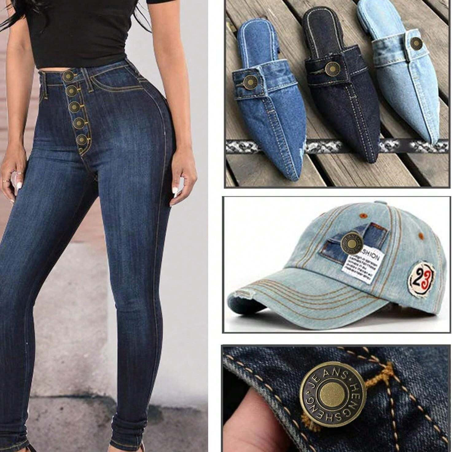 6 PCS Jeans Buttons No Sew Jean Button Replacement with Screwdriver 17mm