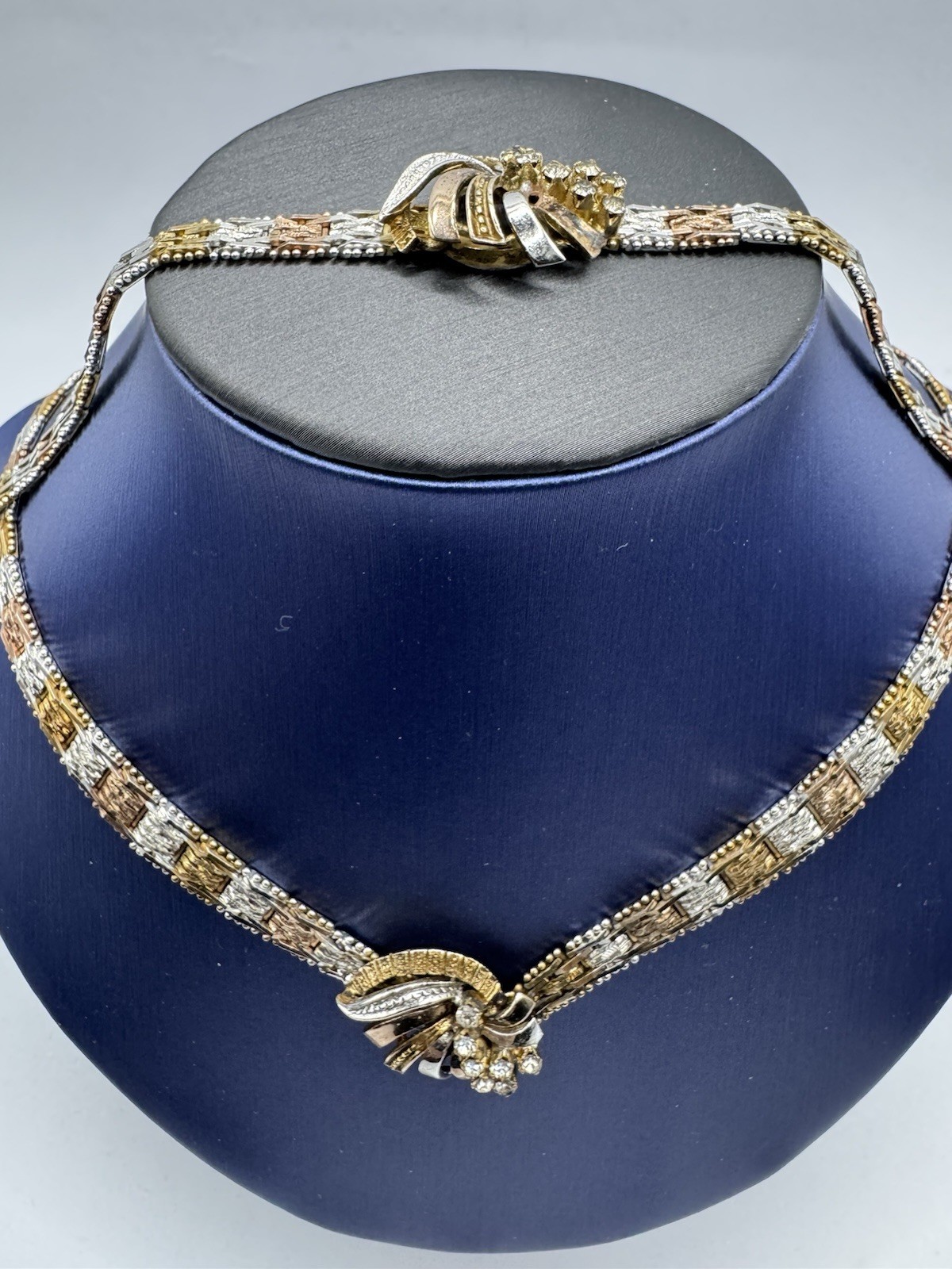 Vintage Jewelry Sterling Silver Set Italy 925 Necklace Bracelet 2 Tone Riccio