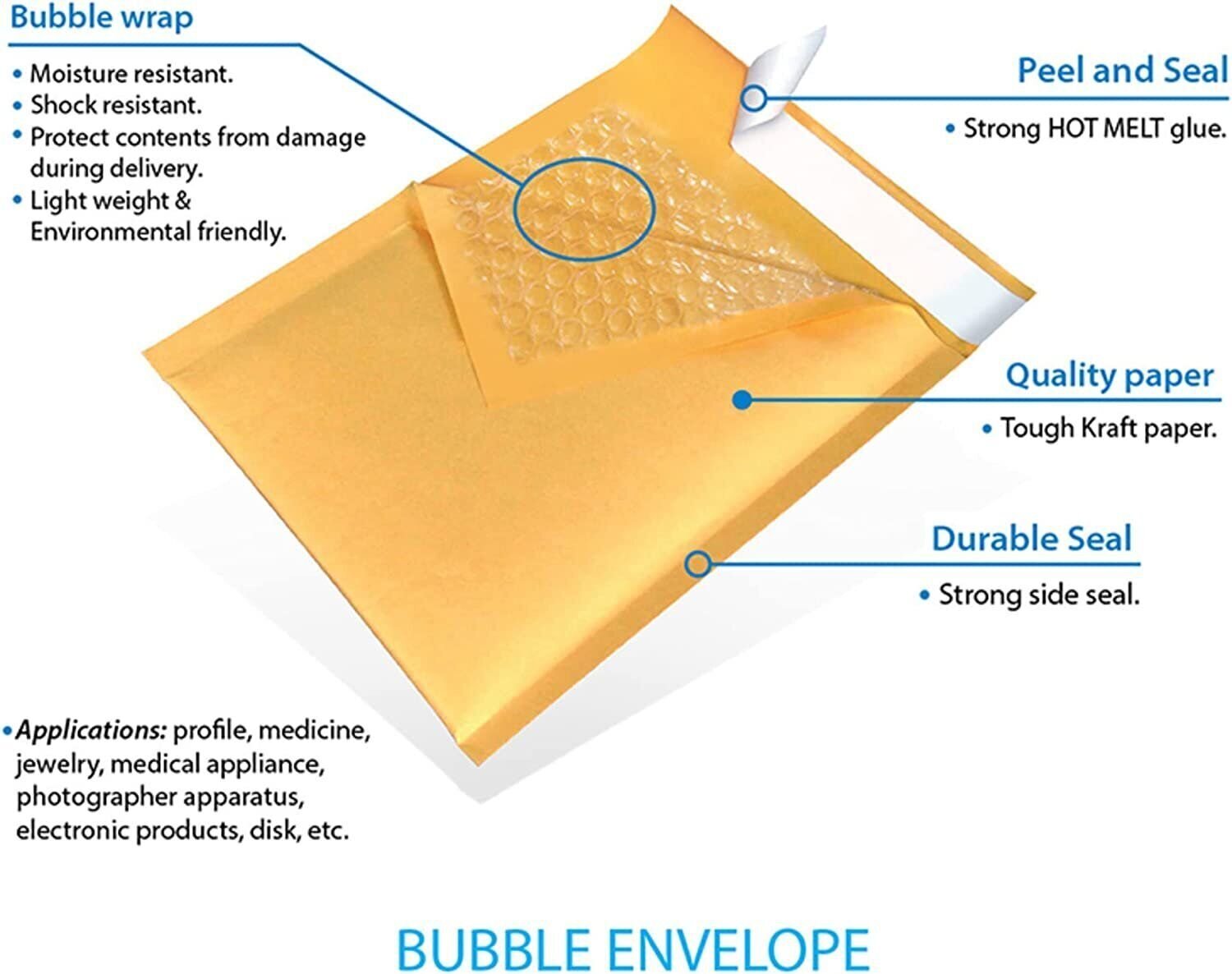 250 #0 6x10 Kraft Paper Padded Bubble Envelopes Mailers Shipping Case 6''x10''