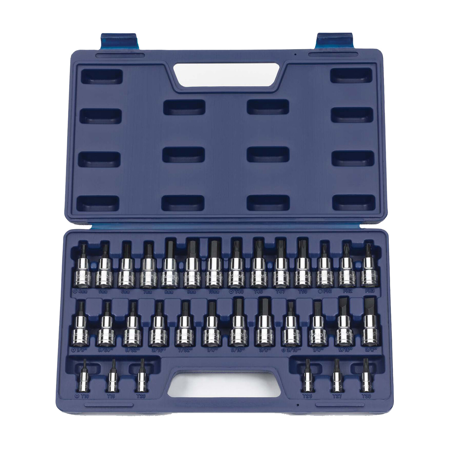 32pcs 1/4" & 3/8" Drive Bit Set. Torx, Screwdriver, SAE & Metric Hex Socket Bits