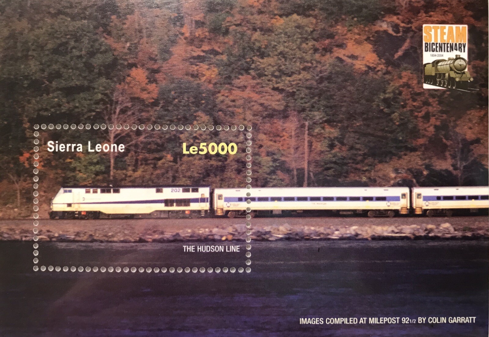 SIERRA LEONE TRAINS STAMPS 2004 THE HUDSON LINE 200 YEARS OF STEAM LOCOMOTIVES 1