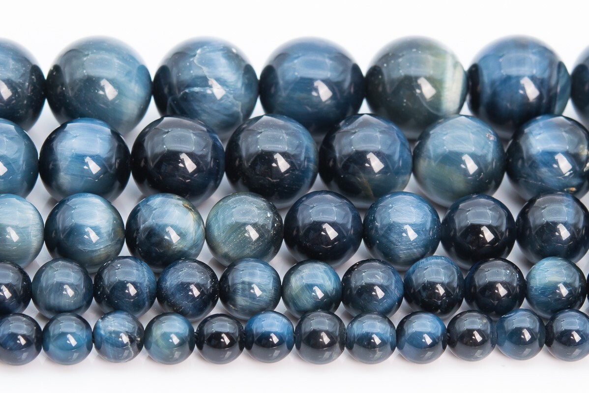 Natural Hawk Eye Gray Blue Tiger Eye Grade AAA Round Loose Beads 5-6/7-8/10/12MM
