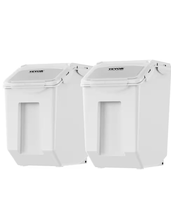VEVOR Ingredient Storage Bin, 2 x 15L Dispenser Bin with 2 Measuring Cups, Attac