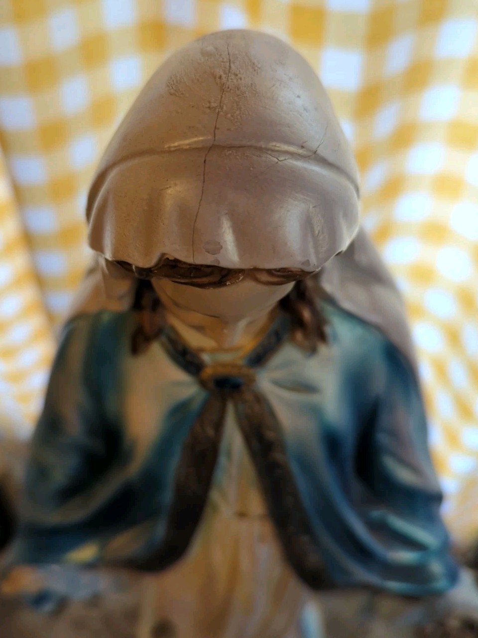 Beautiful Older Plaster Chalkware Statue of Mary, Our Lady of Grace, 26 1/4" T