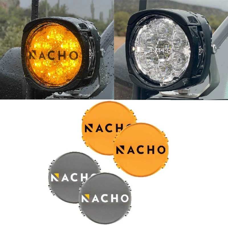 NACHO Quatro Spot 4-inch Offroad LED 120W Fog Lights Pair & Amber/Smoked Covers