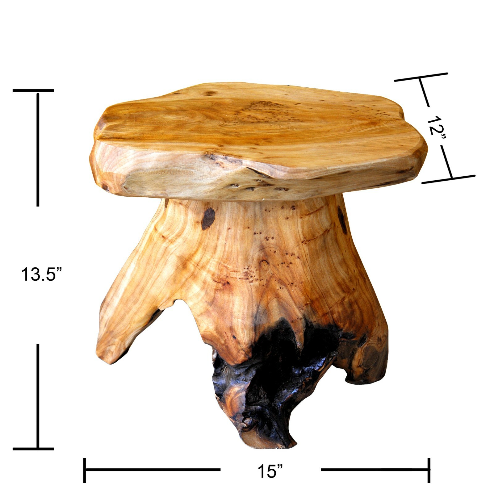 GREENAGE Natural Cedar Mushroom Stool Plant Stand Nightsstand Side Table 13.5" H