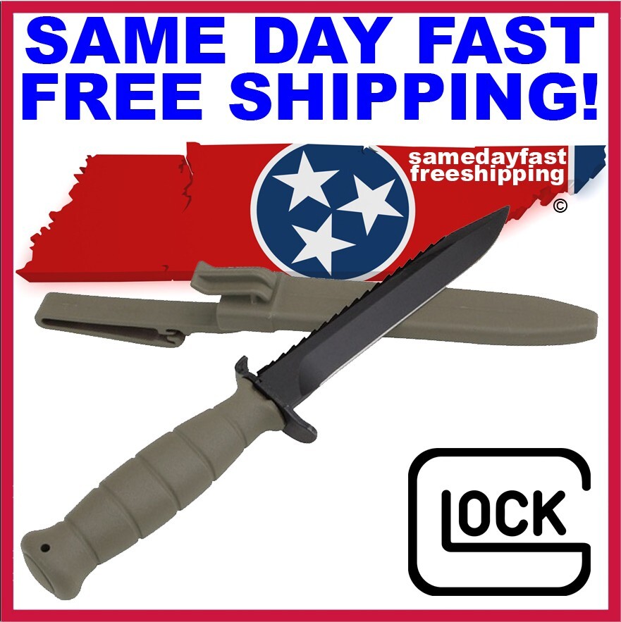 GLOCK GREEN KF039181 Field Knife w/Sheath 6.5" w/Saw SAME DAY FAST FREE SHIPPING