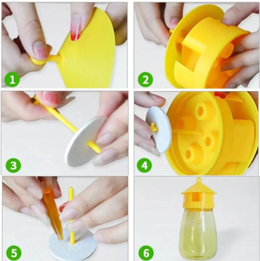 3pcs Fruit Fly & Insect Trap – Outdoor Plastic Hanging Drosophila Killer - NEW