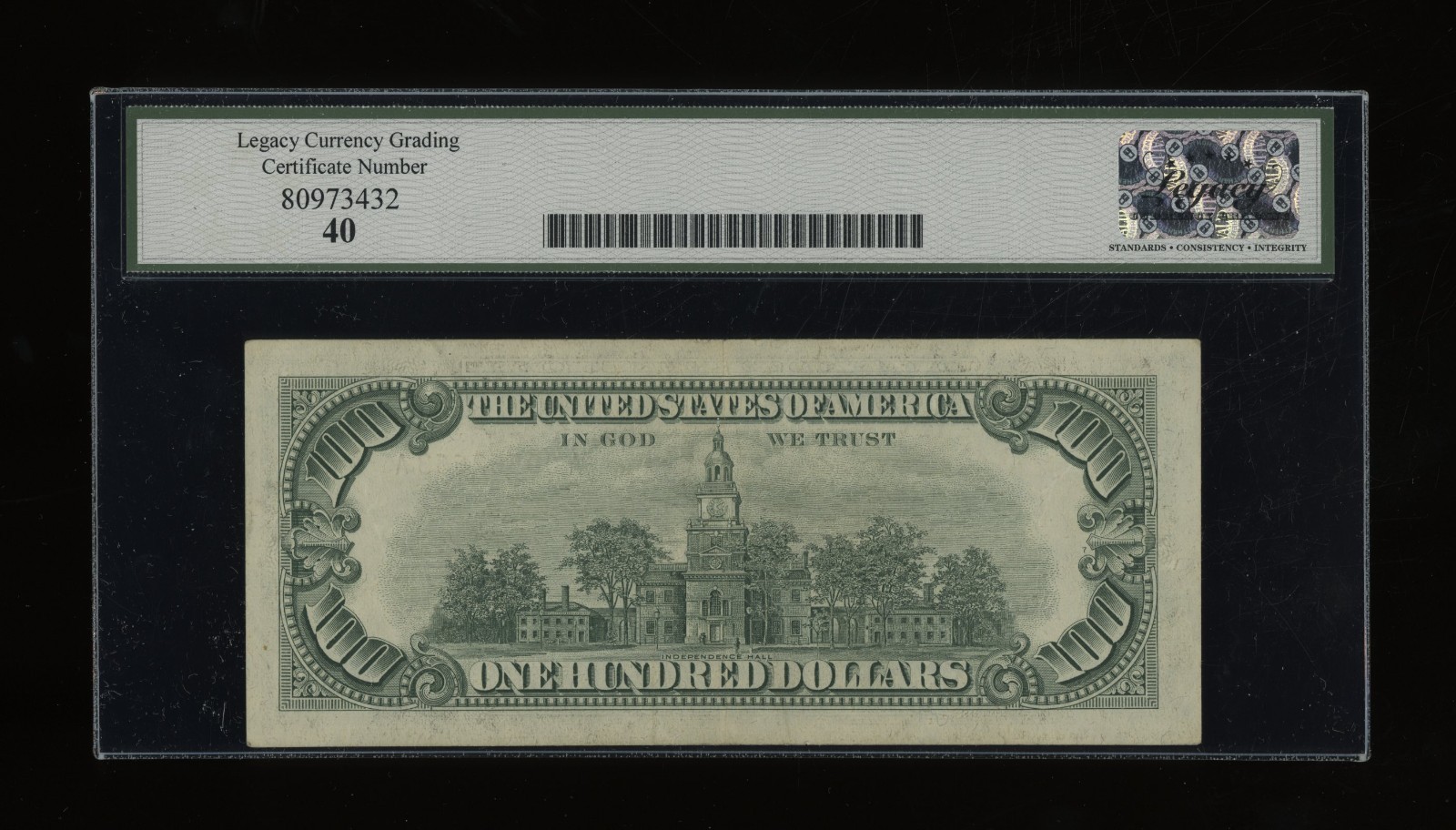 DBR 1966 $100 Legal Fr. 1550 Legacy XF-40 Serial A00562663A