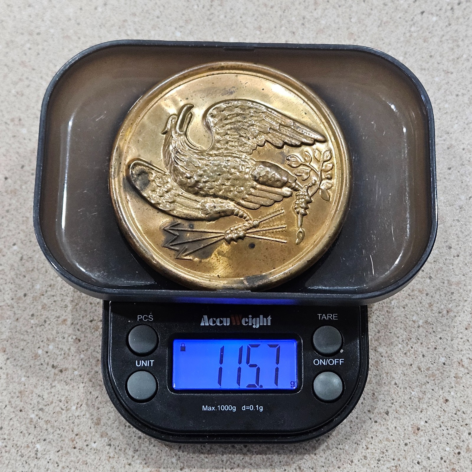 Vintage Civil War Era America Eagle Union 3 Prong Lead Filled Brass Belt Plate